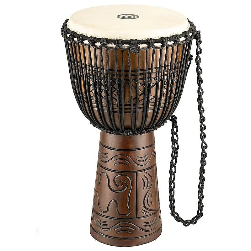 Djembe de madera marrón afinado con cuerda Meinl HDJ17-L de 12" de la serie Headliner, serie Artifact